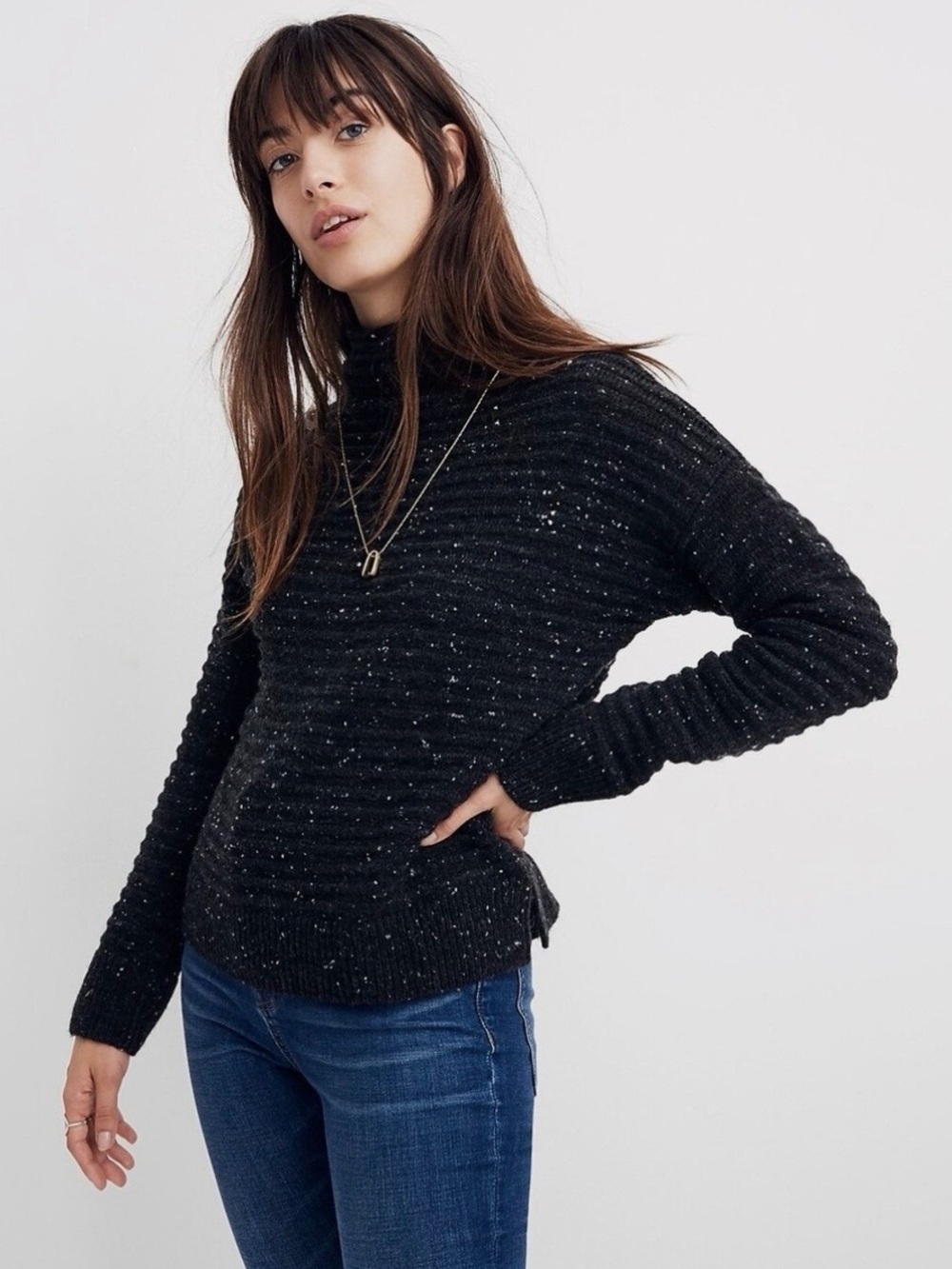 Madewell Donegal Belmont Mockneck Sweater in Coziest Yarn